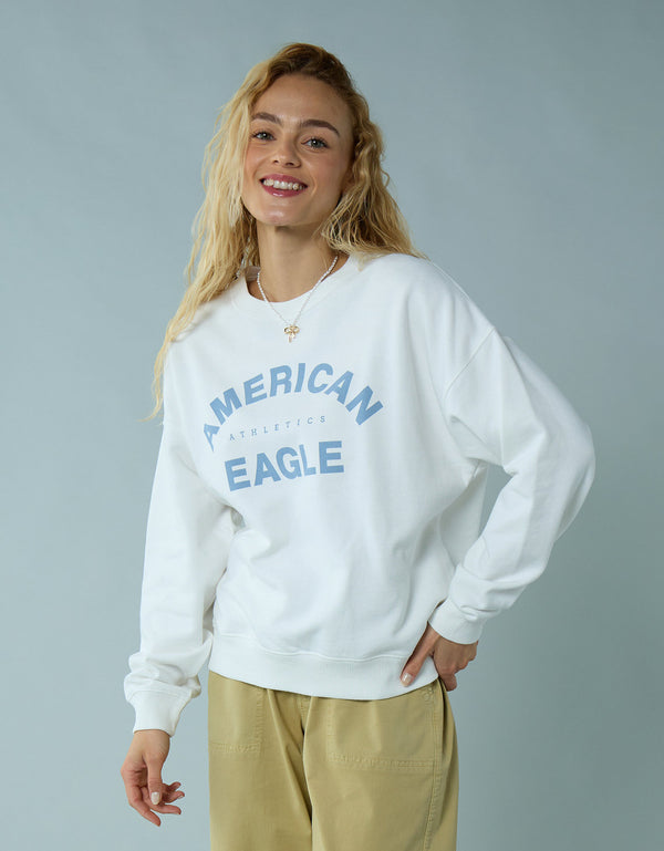 Buzo cuello redondo con gráfico de mujer AE - Blanco