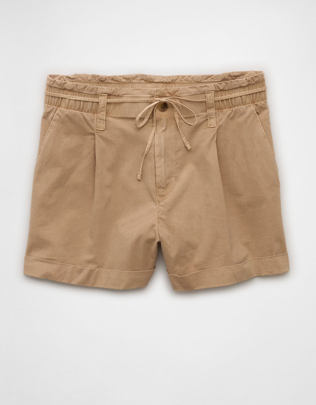 Short ligero de cintura alta. - Caqui 2546_8281_212_f