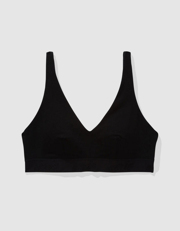 Bralette de Algodón escotado y alcochado de Mujer Aerie - Negro