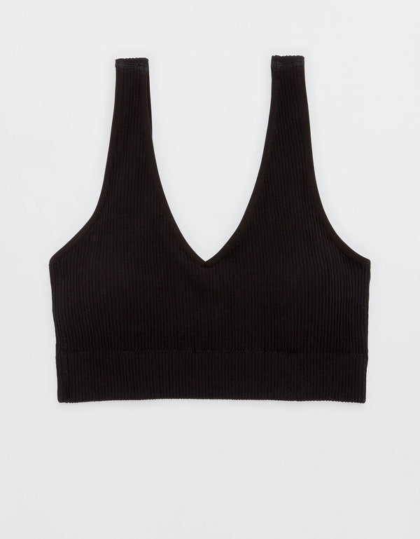 Bralette Superchill sin costuras By Aerie - Negro