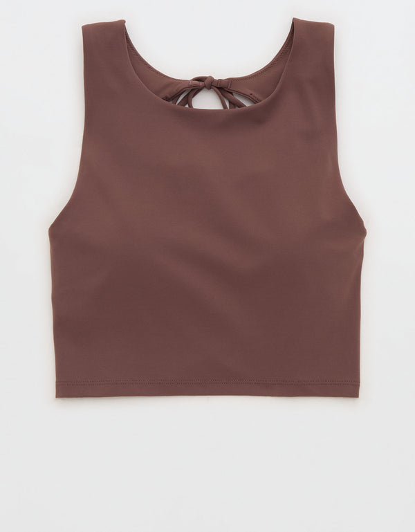 Sujetador Deportivo Largo con Lazo en la Espalda de Offline by Aerie Real Me Xtra - Café