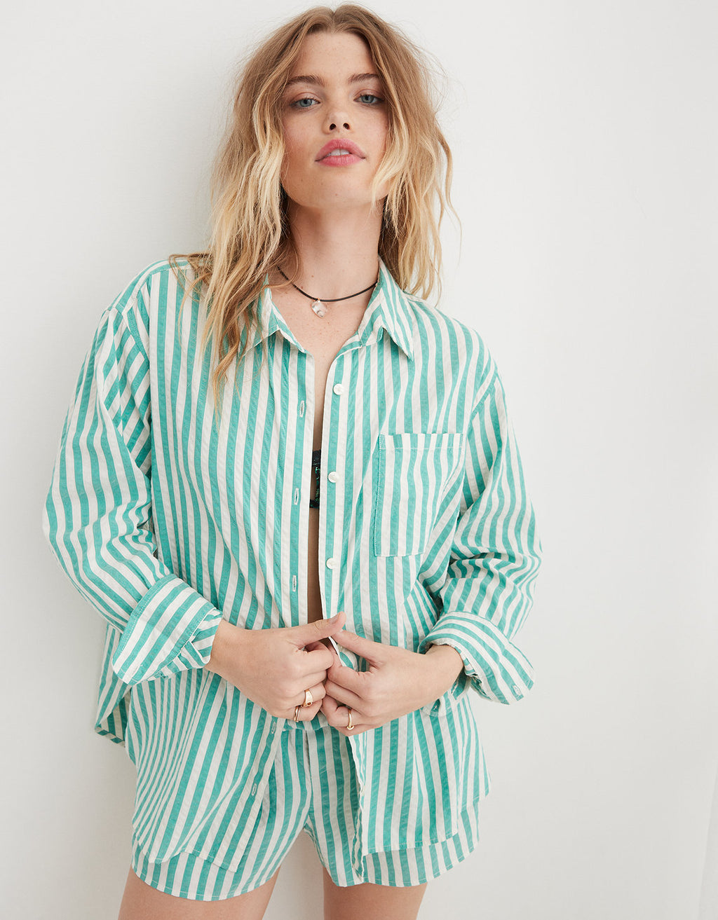 Camisa Aerie Seersucker Pj-to-party - Gris 2782_1307_340_os