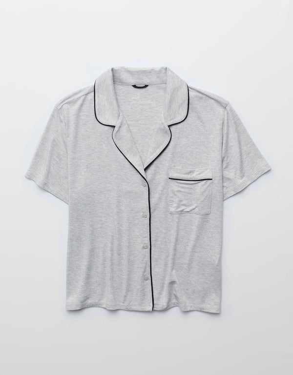 Camiseta de Pijama Manga Corta Real Soft By Aerie - Gris