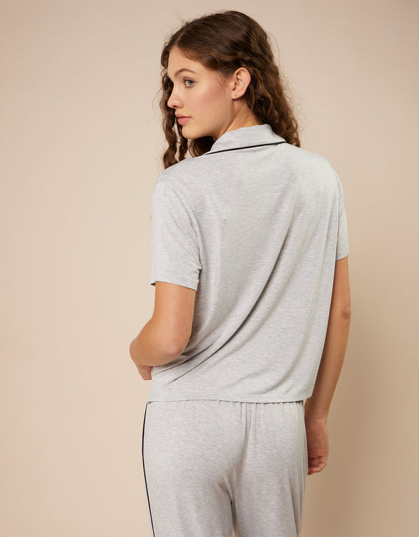 Camiseta de Pijama Manga Corta Real Soft By Aerie - Gris