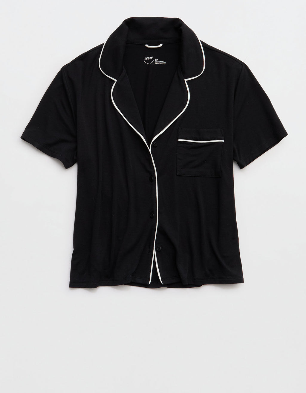 Camiseta de Pijama Manga Corta Real Soft By Aerie - Negro 2782_1416_073_f