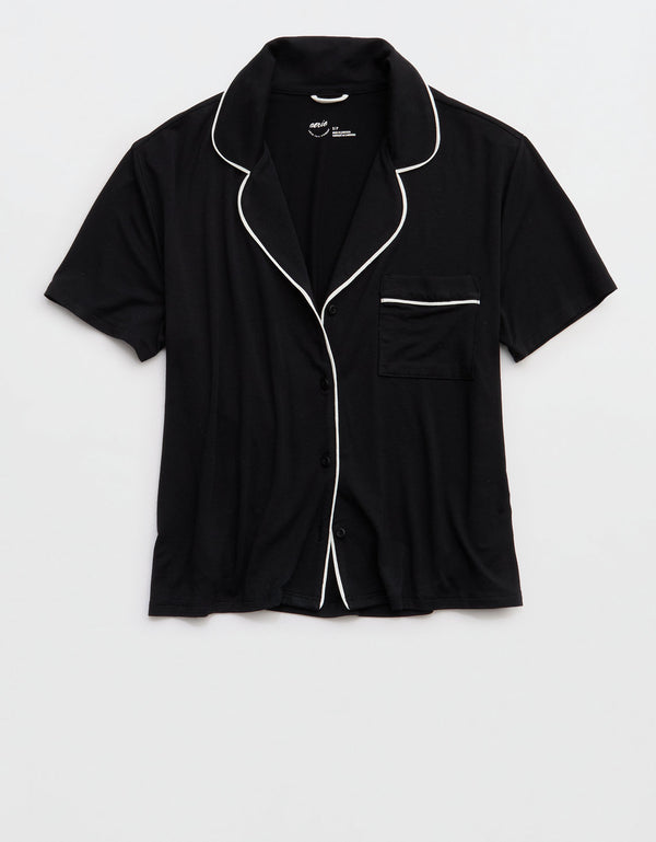 Camiseta de Pijama Manga Corta Real Soft By Aerie - Negro