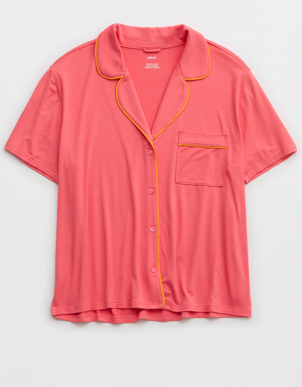 Camiseta de Pijama Manga Corta Real Soft By Aerie - Rosa
