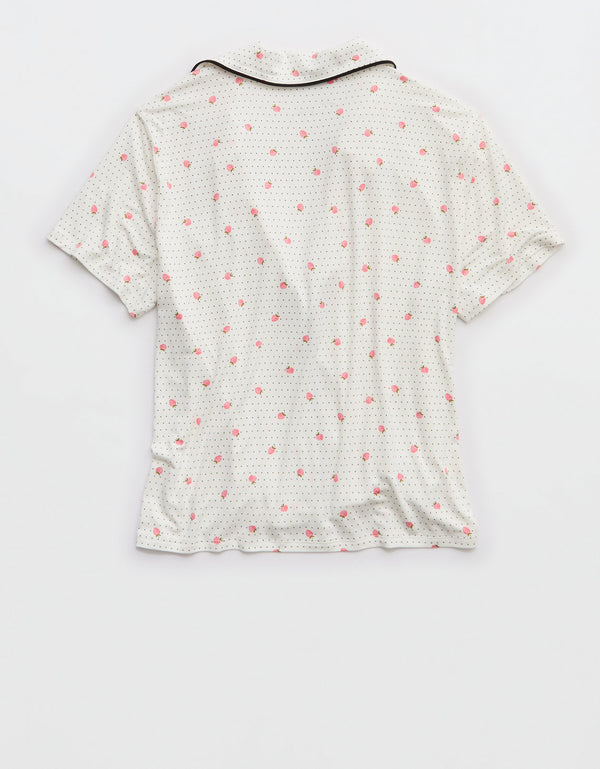 Camiseta de Pijama Manga Corta Real Soft By Aerie - Rosa