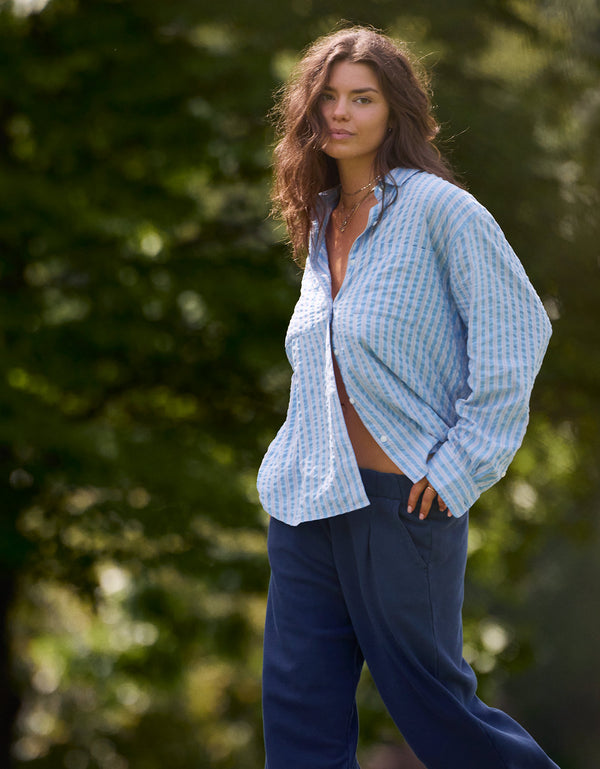 Camisa de pijama Aerie de rayas manga larga para mujer - Azul