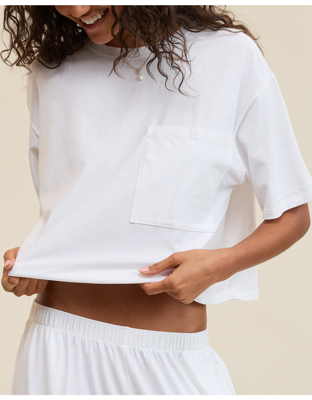Camiseta de pijama de manga corta Aerie Dream Jersey - Blanco 2782_2097_100_d2