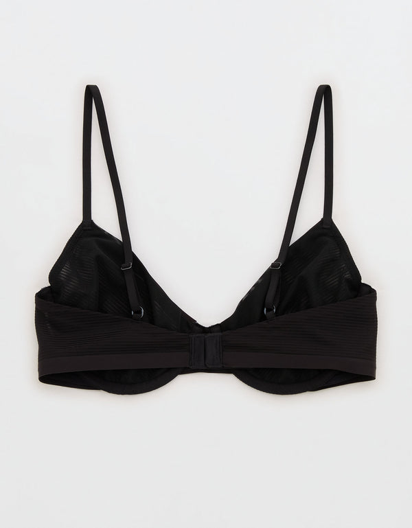 Sostén sin forro de rayas transparentes Smoothez. - Negro