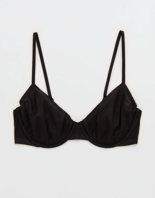 Sostén sin forro de rayas transparentes Smoothez. - Negro