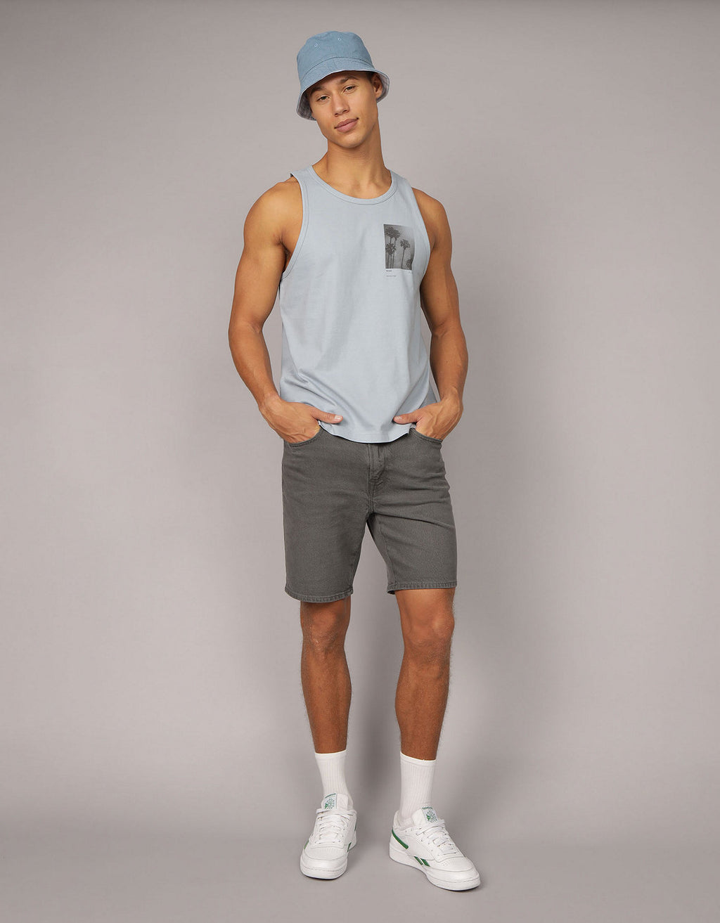 Bermuda Flex en Denim de 9 para Hombre - Gris 3131_7863_024_of