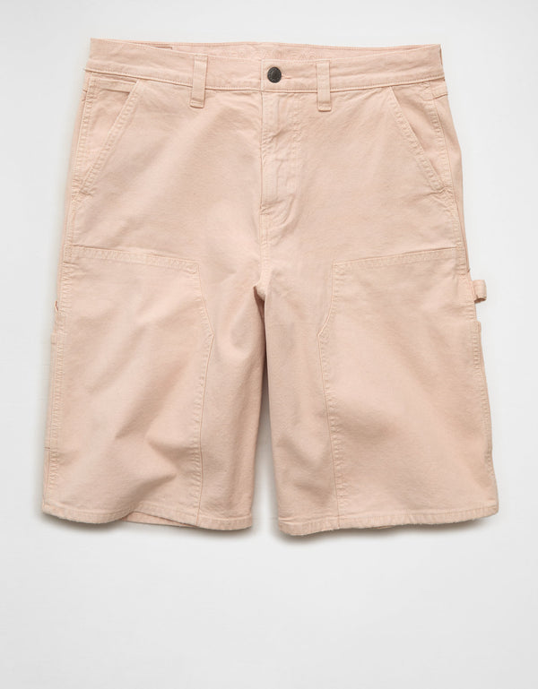 Shorts de mezclilla anchos estilo carpintero. - Rosa
