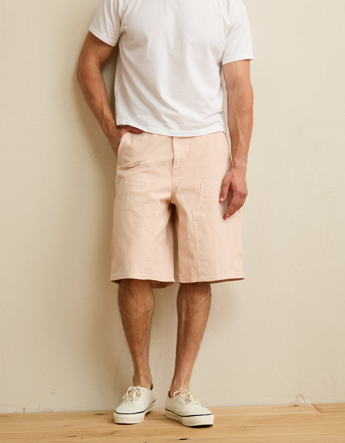 Shorts de mezclilla anchos estilo carpintero. - Rosa 3131_8214_615_of