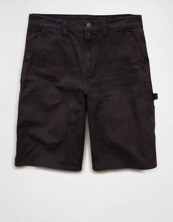 Shorts de mezclilla anchos estilo carpintero. - Negro
