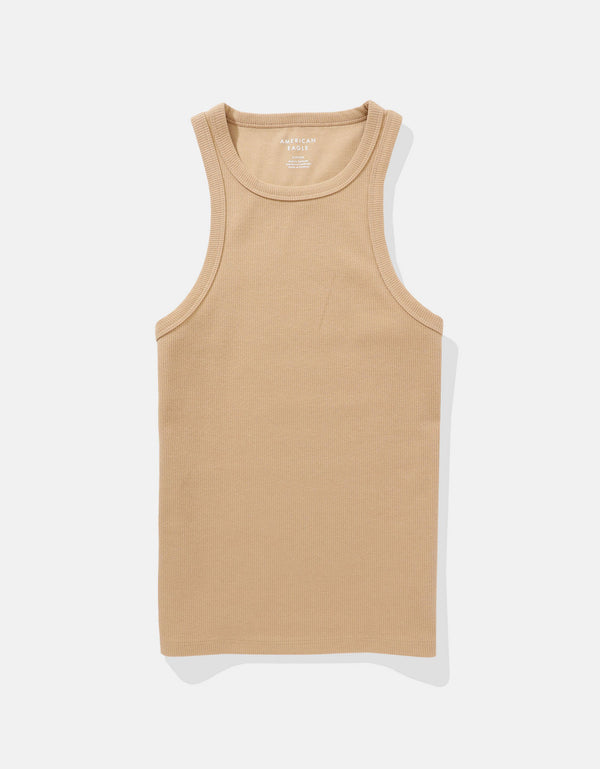 Blusa AE cuello redondo sin mangas para mujer - café