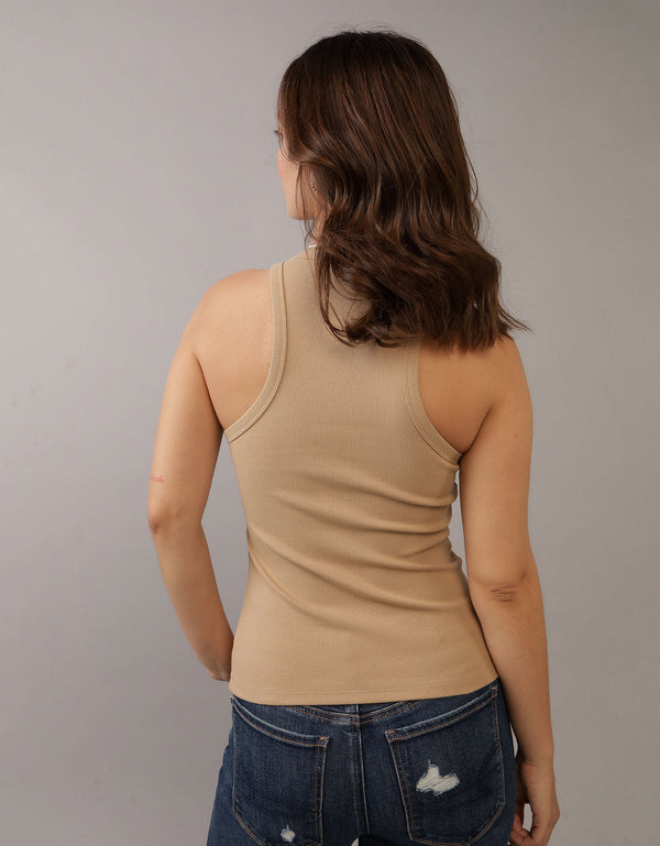 Blusa AE cuello redondo sin mangas para mujer - café