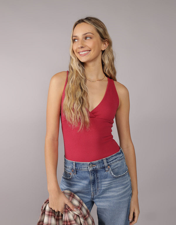 AE Main Squeeze Body con Escote V y Frente Envolvente - Rojo