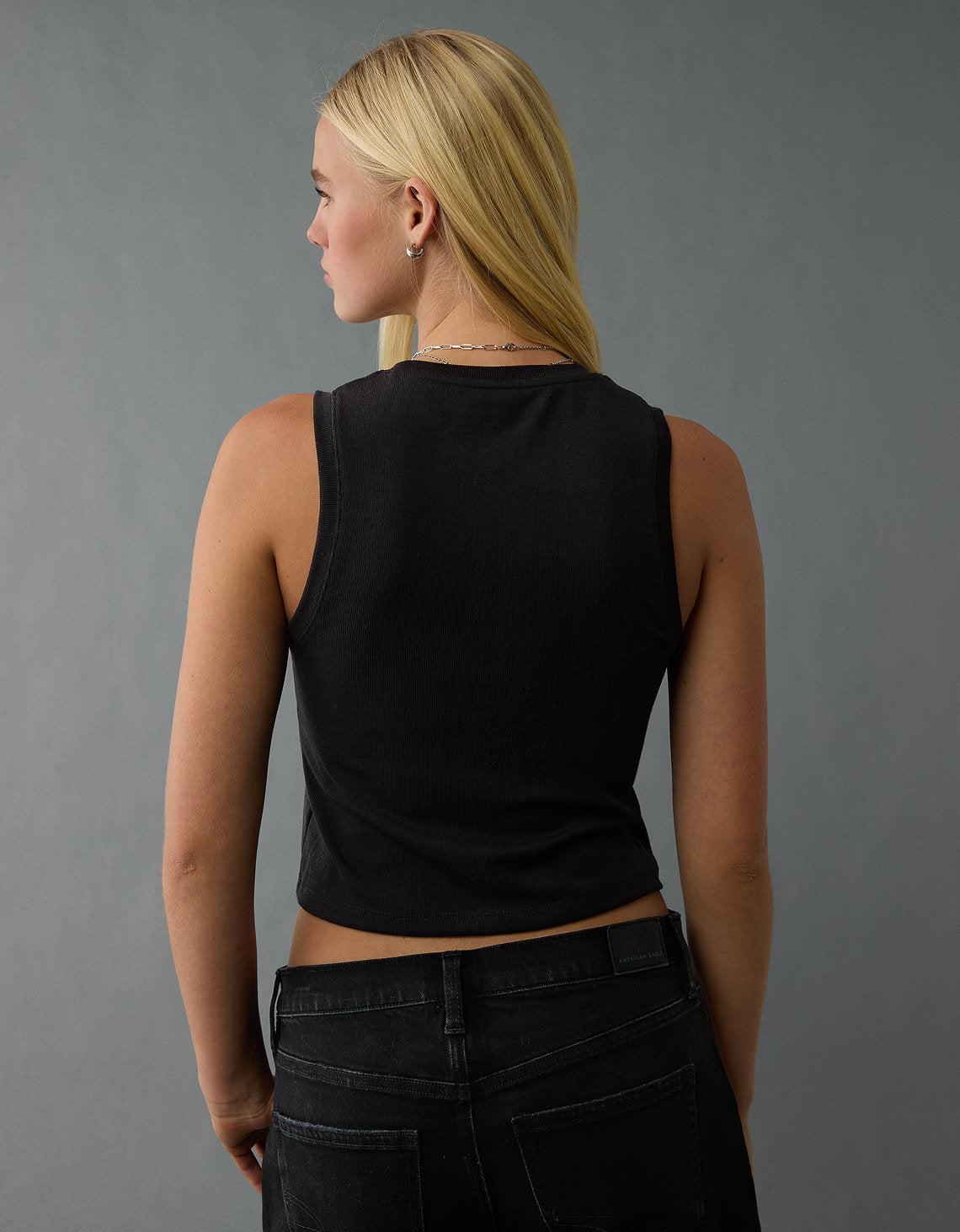 Tank top con botones de mujer AE - Negro 3171_6053_001_ob
