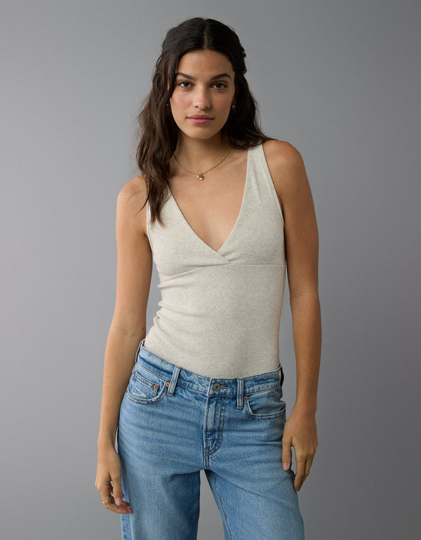AE Body con Escote V y Frente Envolvente - Gris
