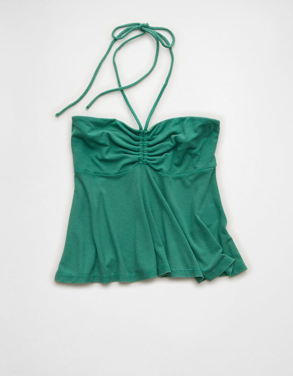 Top Babydoll Ajustado con Halter Suave y Sexy - Verde