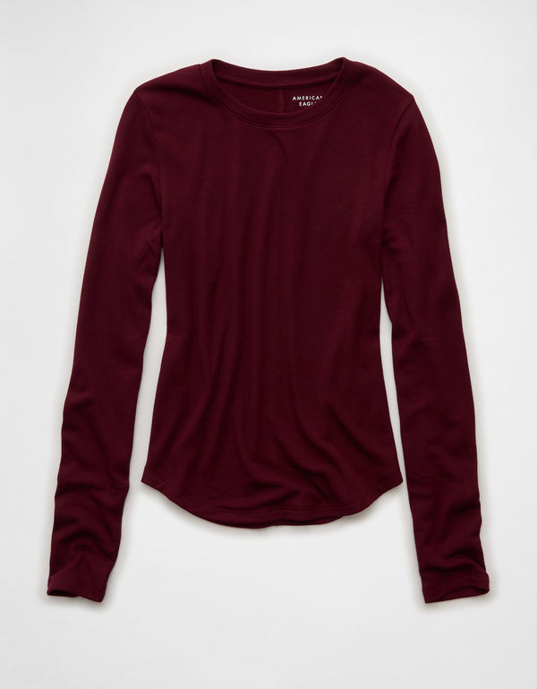 Camiseta de Manga Larga Tipo Henley Ae - Rojo
