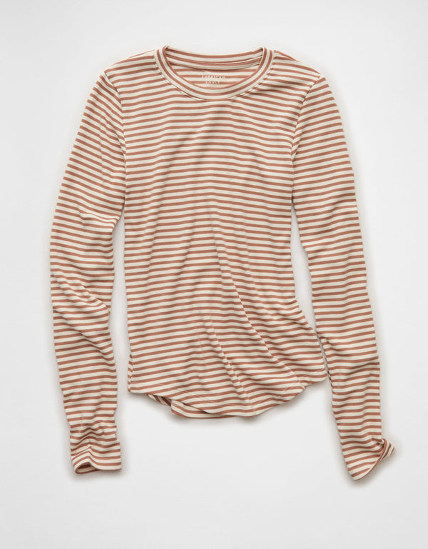 Camiseta de Manga Larga Tipo Henley Ae - Café
