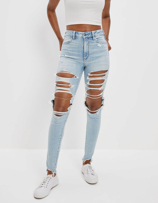 Jean AE Jeggings de cintura súper alta 360 Next Level - Azul