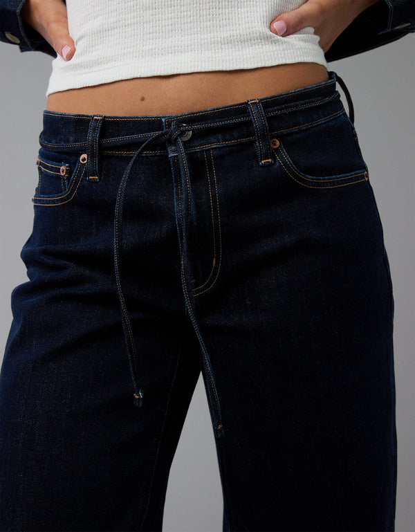 Jean barrel con stretch mujer AE - Azul