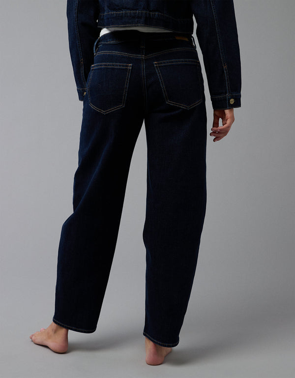 Jean barrel con stretch mujer AE - Azul