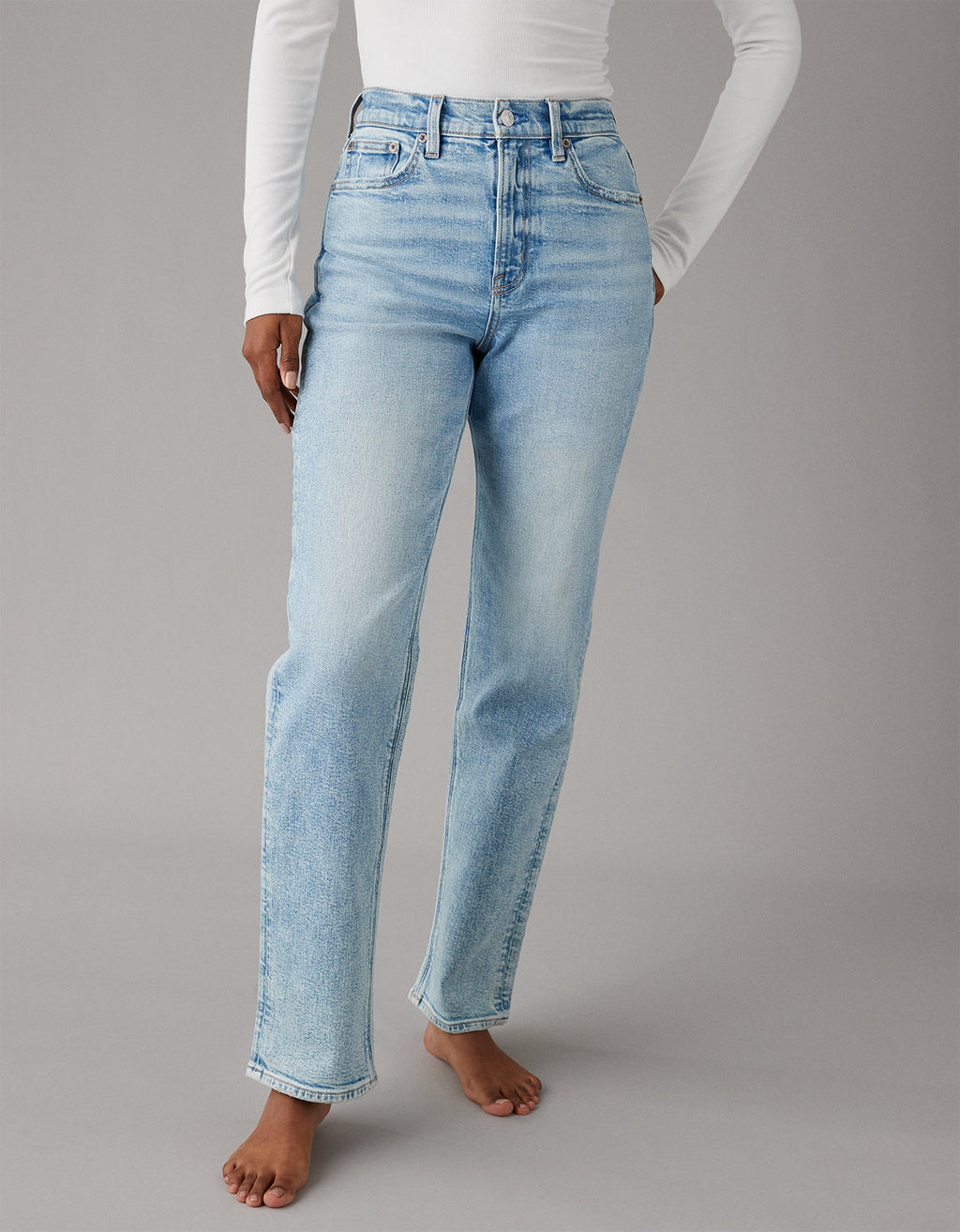 ´90s Boyfriend Jean AE de tiro alto - Azul 3437_4272_433_of