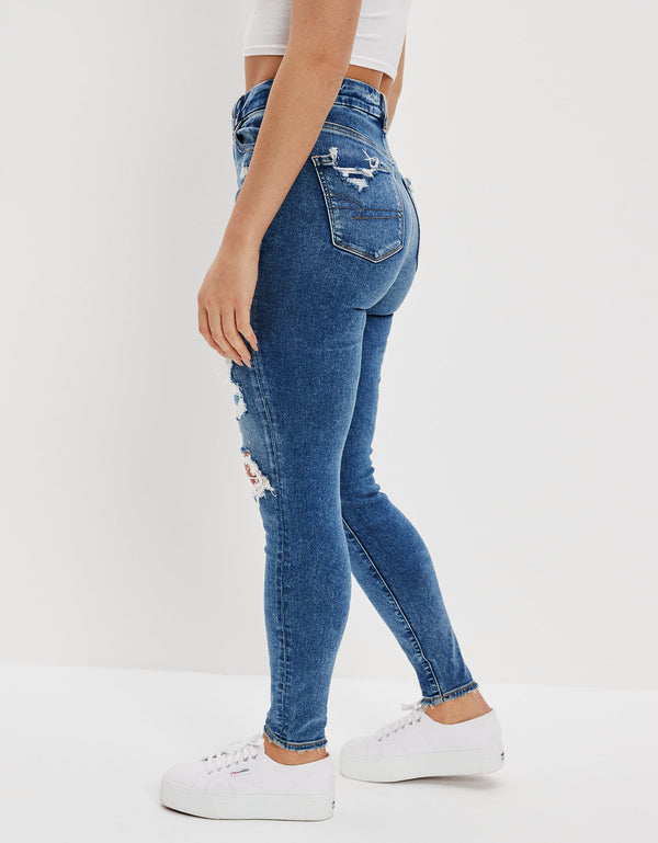 Jean AE Jegging Curvy de tiro súper alto 360 Next Level - Azul