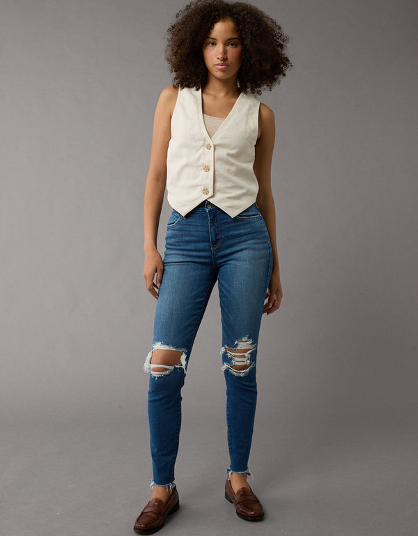 Jegging AE de tiro alto con rotos para mujer - Generico
