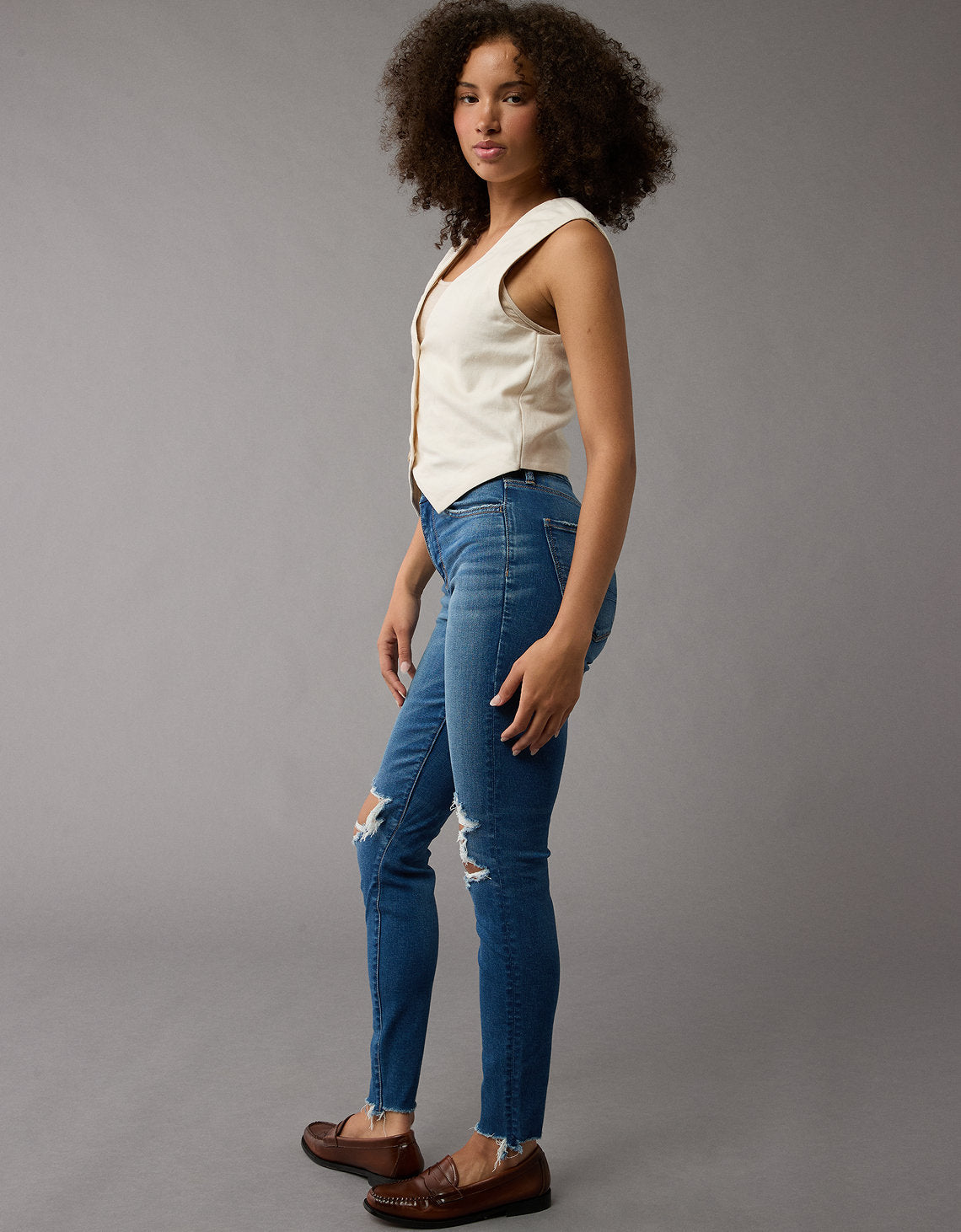 Jegging AE de tiro alto con rotos para mujer - Generico 3439_5242_876_os