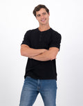 Camiseta cuello Henley manga corta Hombre AE - Negro 4165_1740_001_of