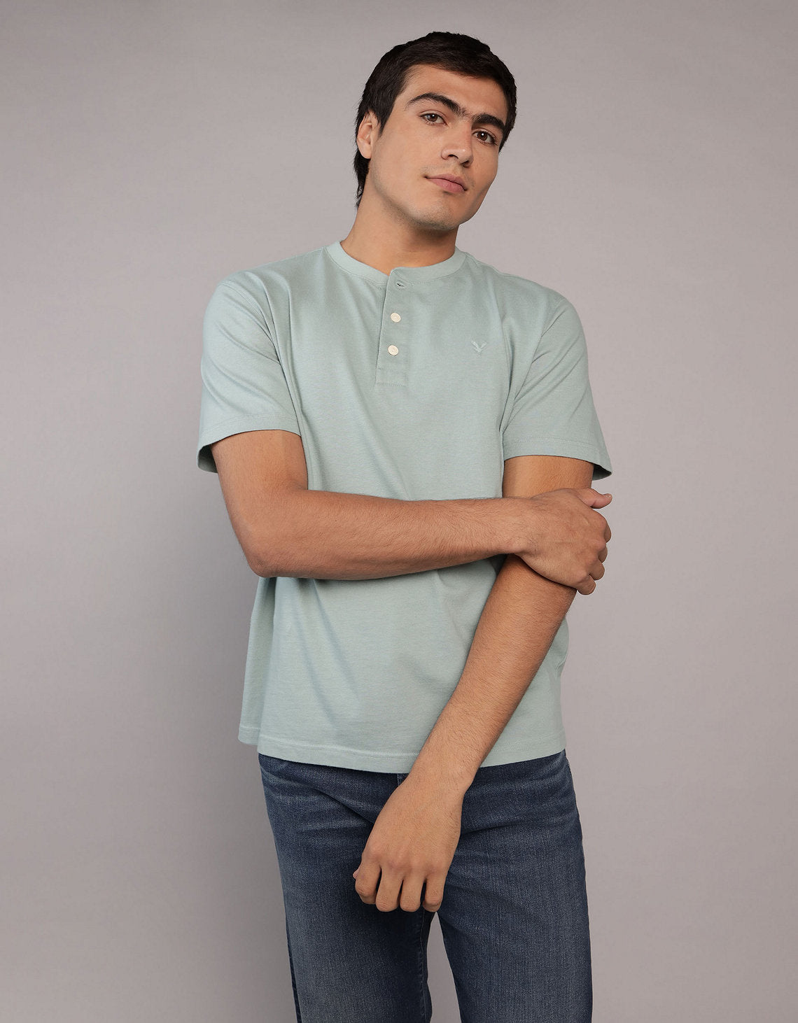 Camiseta cuello Henley manga corta Hombre AE - Generico 4165_1740_333_of