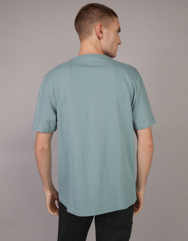 Camiseta cuello Henley manga corta Hombre AE - Azul