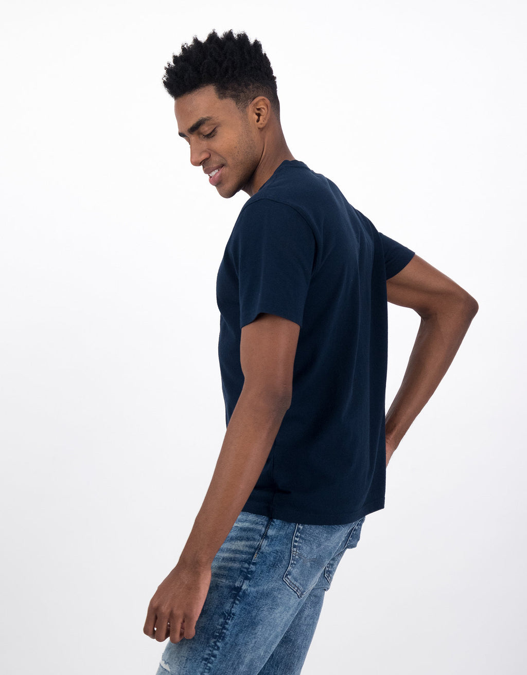 Camiseta cuello Henley manga corta Hombre AE - Azul 4165_1740_410_ob