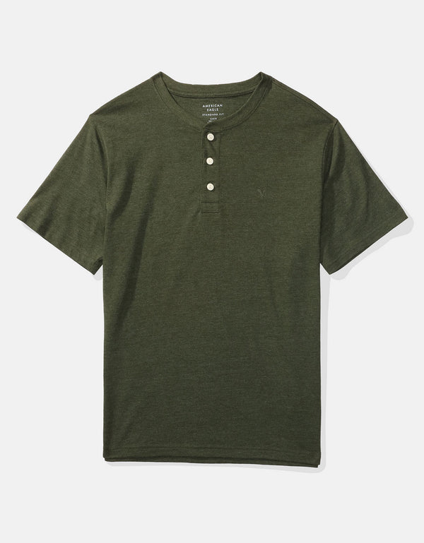 Camiseta Henley de manga corta de AE - Verde