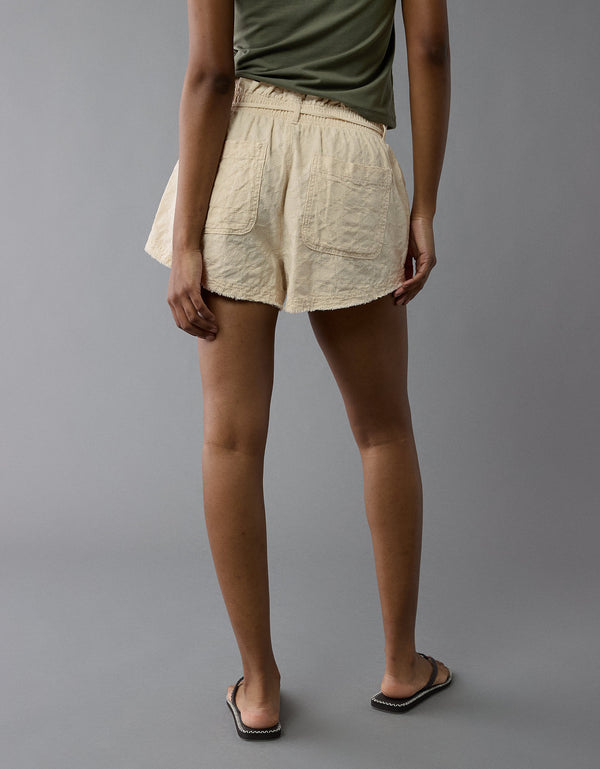 Pantalones de lino de cintura alta estilo paperbag - Generico