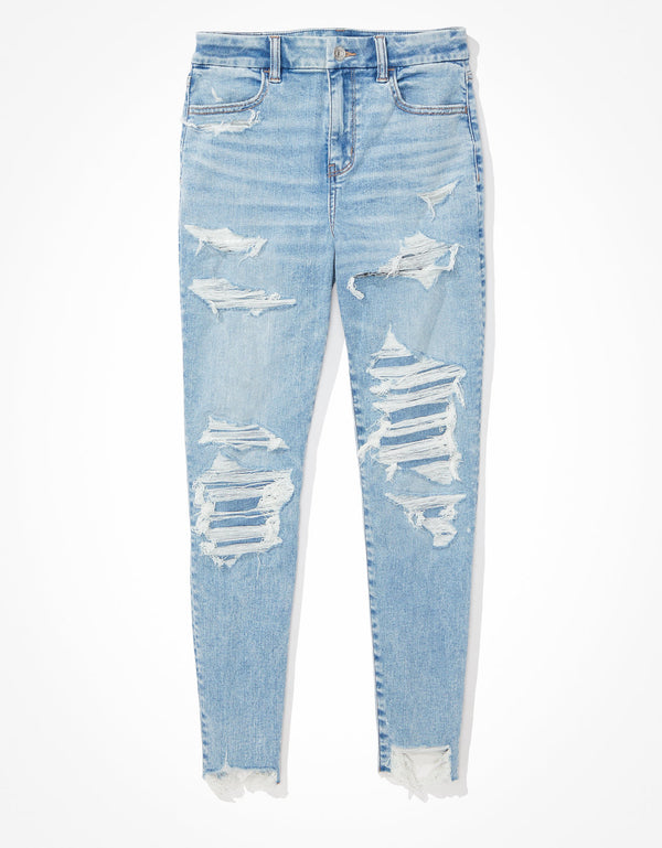 Jean AE Jegging Curvy Crop Next Level de cintura super alta - Azul