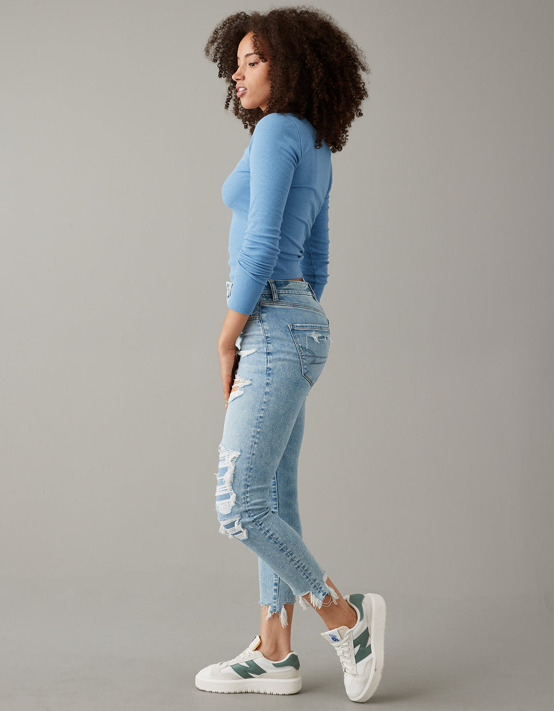 Jean AE Jegging Curvy Crop Next Level de cintura super alta - Azul 4432_4344_396_os