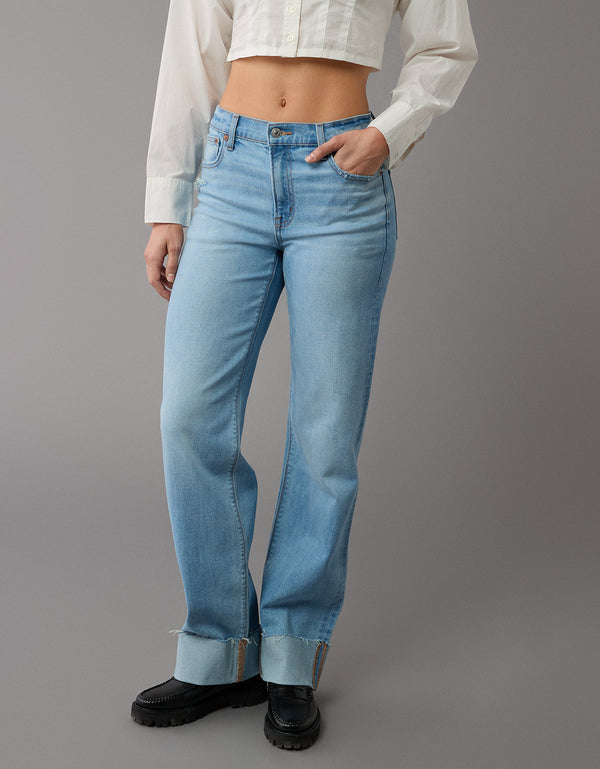 Jean Stovepipe Tiro Alto Mujer AE - Azul