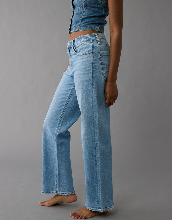 Jean Stovepipe rígido de Tiro Alto mujer Ae - Azul