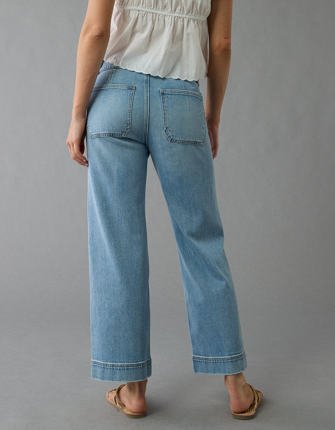 Jeans rectos de tiro alto y corte recortado de AE - Azul 4435_5694_407_ob