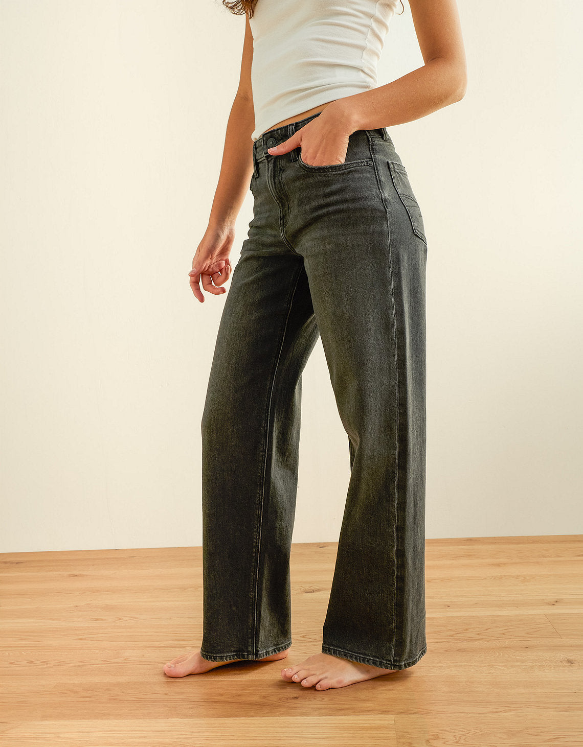 Jean AE Stretch de pierna recta de tiro alto. - Negro 4435_6281_167_os