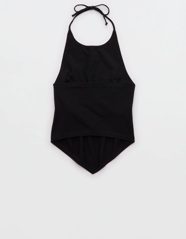 Camisa sin mangas con dobladillo pañuelo de Aerie. - Negro