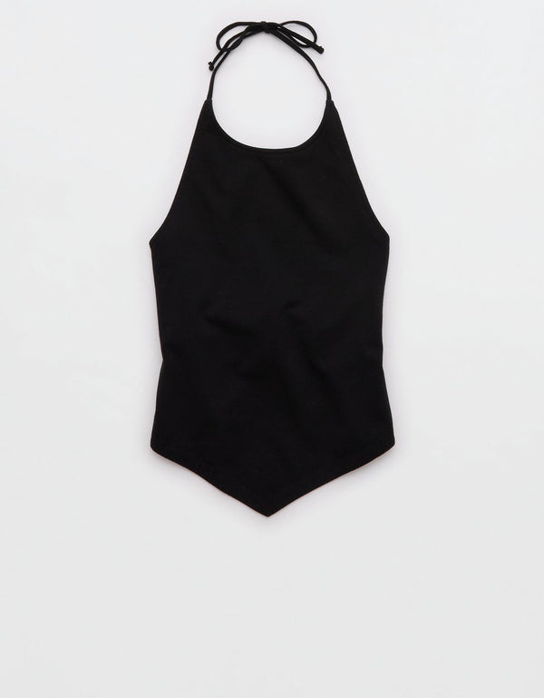 Camisa sin mangas con dobladillo pañuelo de Aerie. - Negro