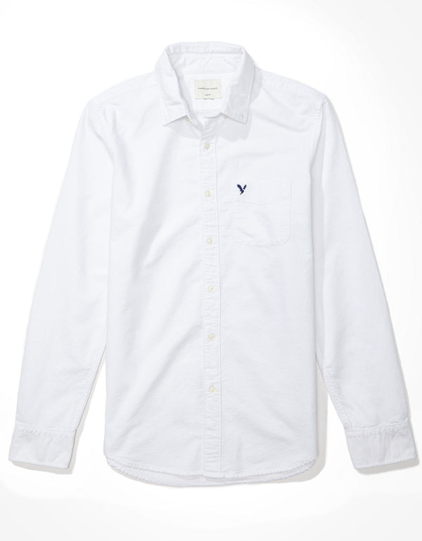 Camisa AE Oxford con botones Slim Fit - Blanco